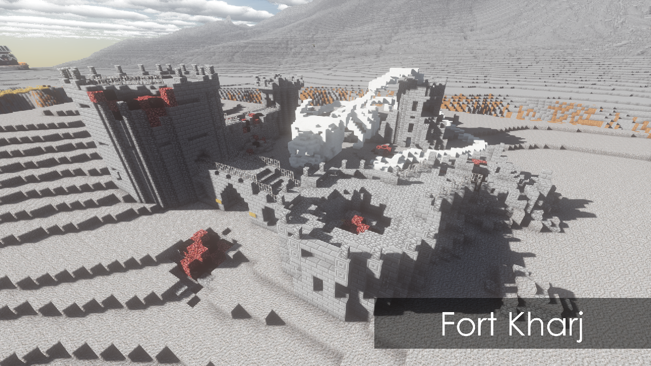 Overview of Fort Kharj, with the canyon to the north