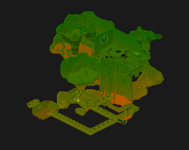 Underground view of the map, showing the unfinished maze dungeon